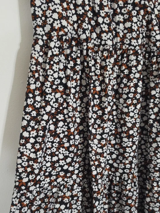 Women’s Black Floral Wrap-Style Dress - Picture 2 of 4